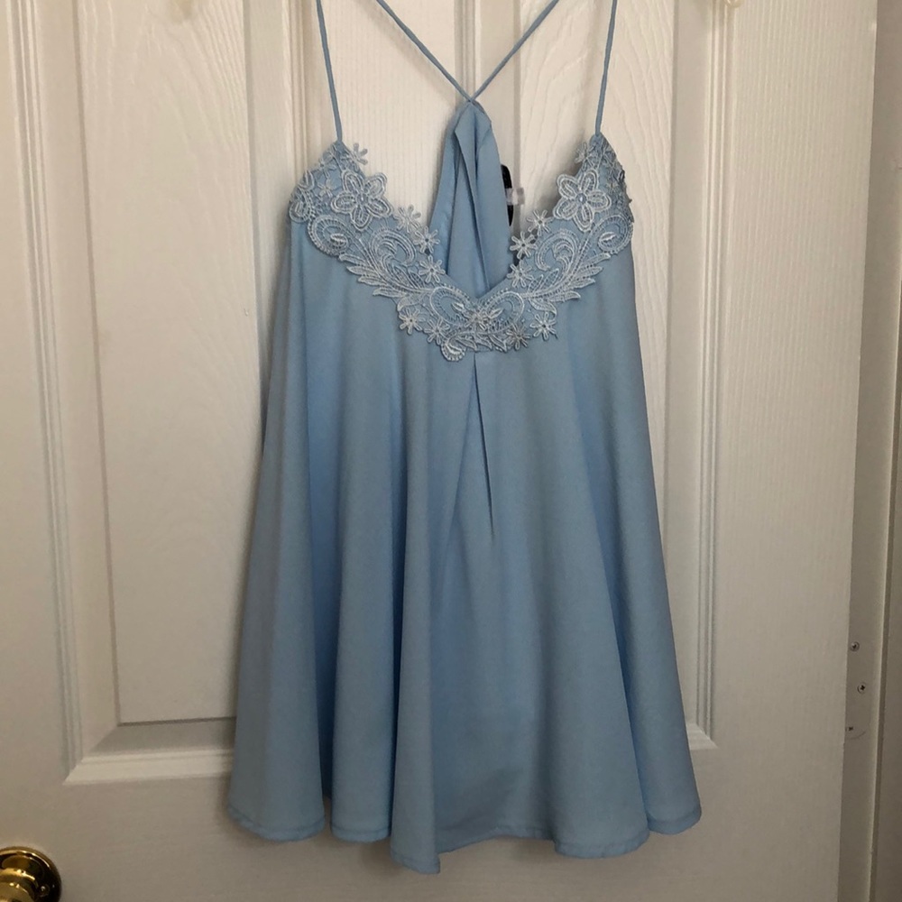 Light blue flowy tank